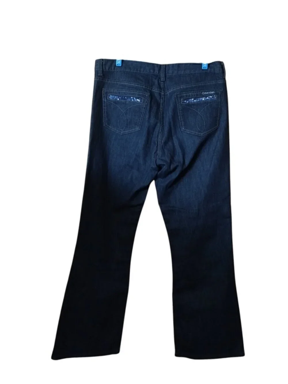 Calvin Klein Jeans Women's Size 32 Blue Flare High Rise Dark Wash Denim Jeans